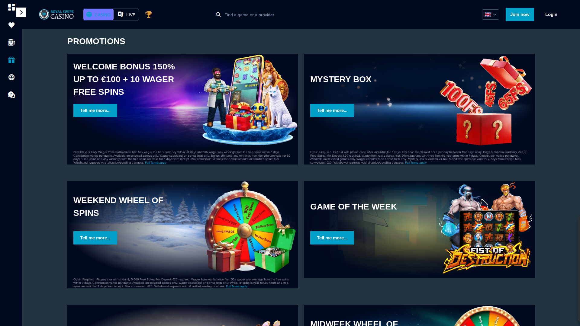 Promotions Royal Swipe Casino sur ordinateur