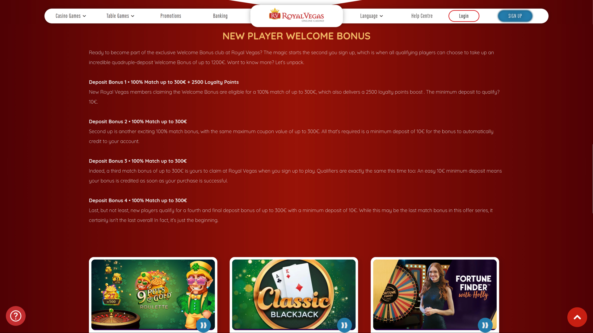 Promotions sur ordinateur du casino Royal Vegas