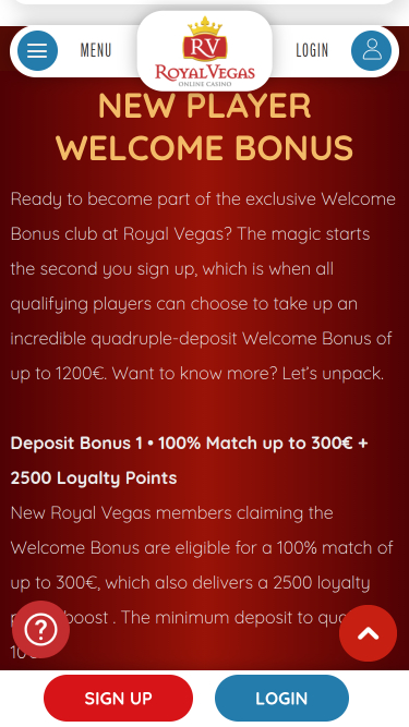 Promotions mobiles du casino Royal Vegas