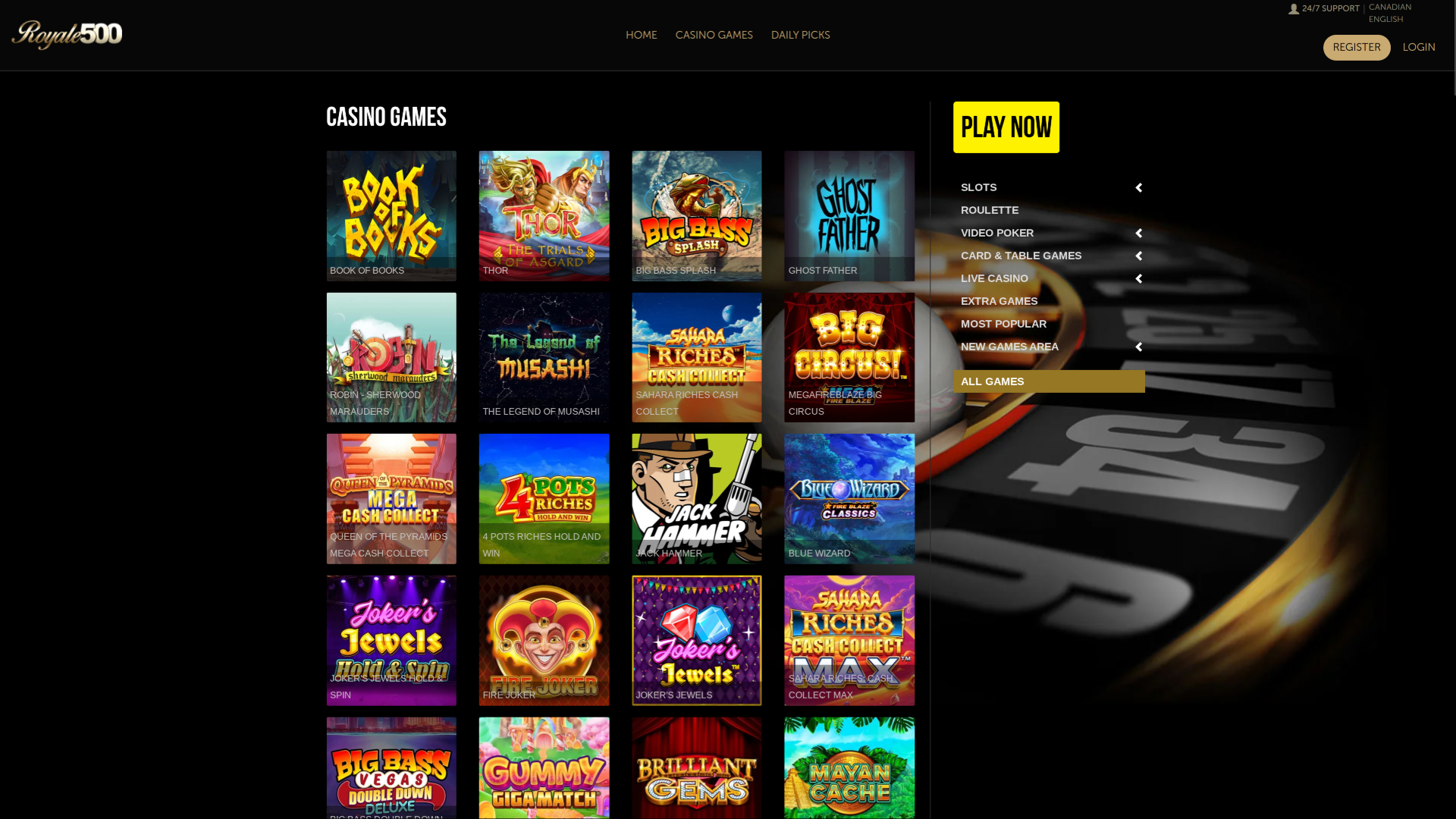 Jeux de casino Royale500 sur ordinateur