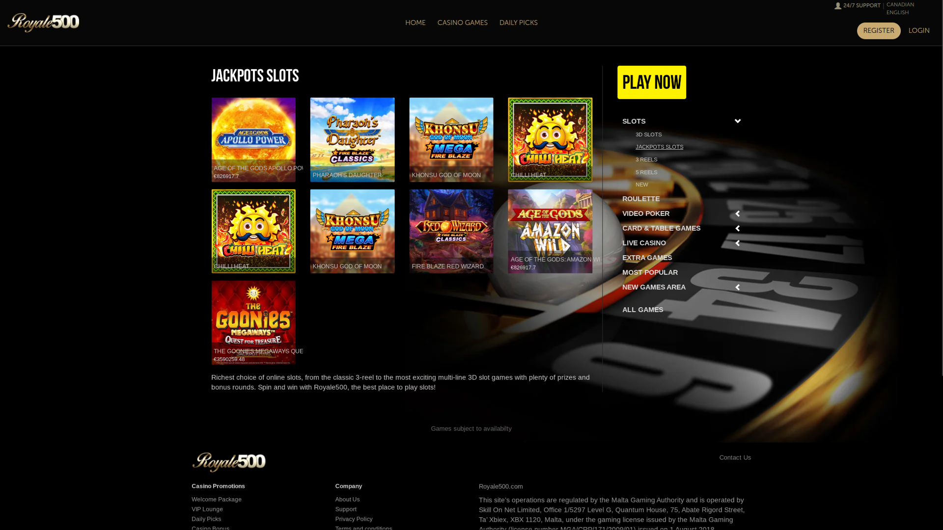 Jackpot du casino Royale500 sur ordinateur