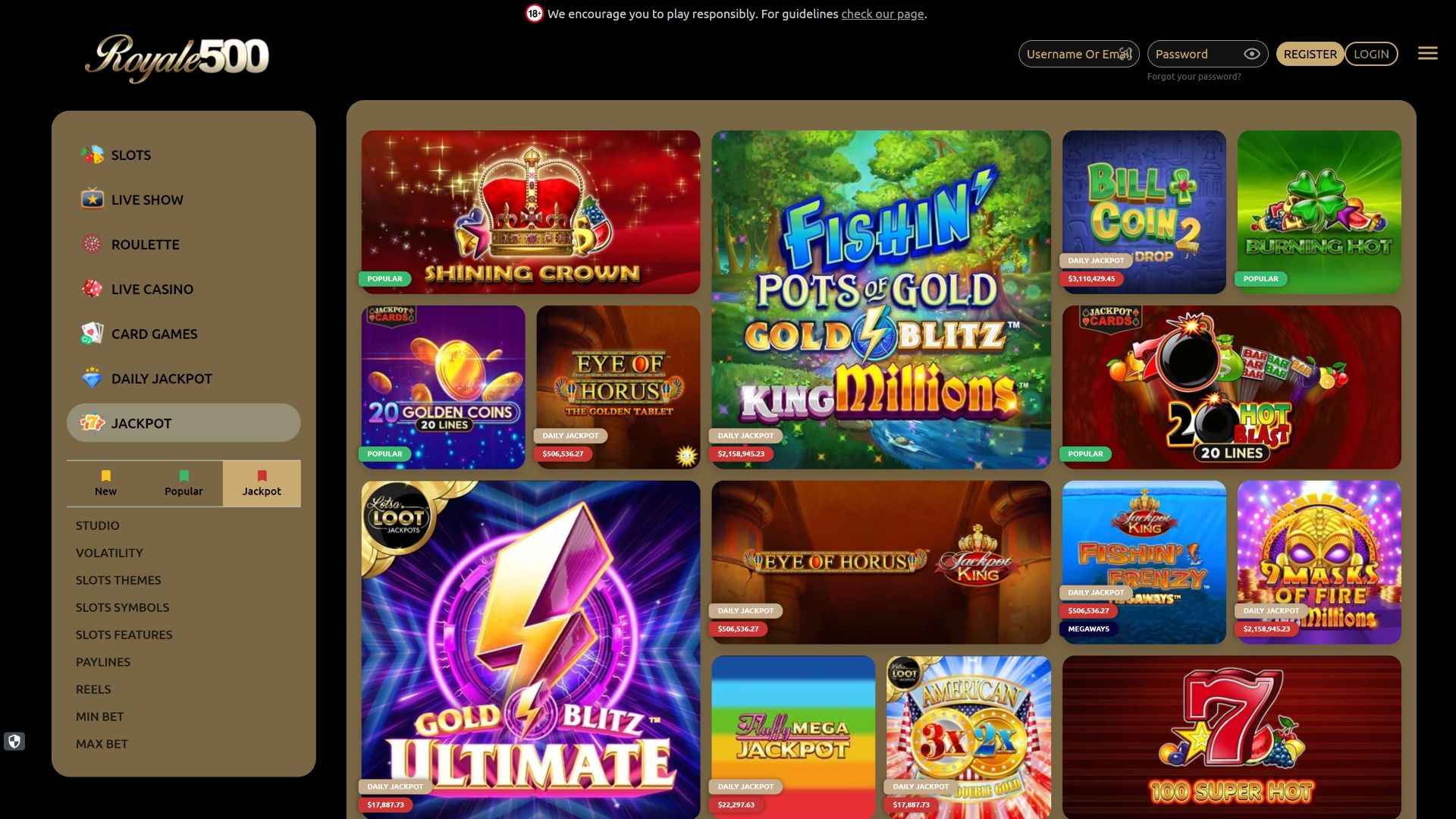 Royale500 Casino Desktop Jackpot