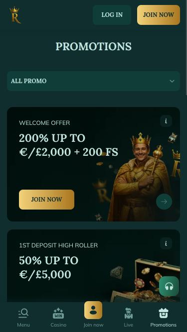 Мобильная страница акций Royal Casino