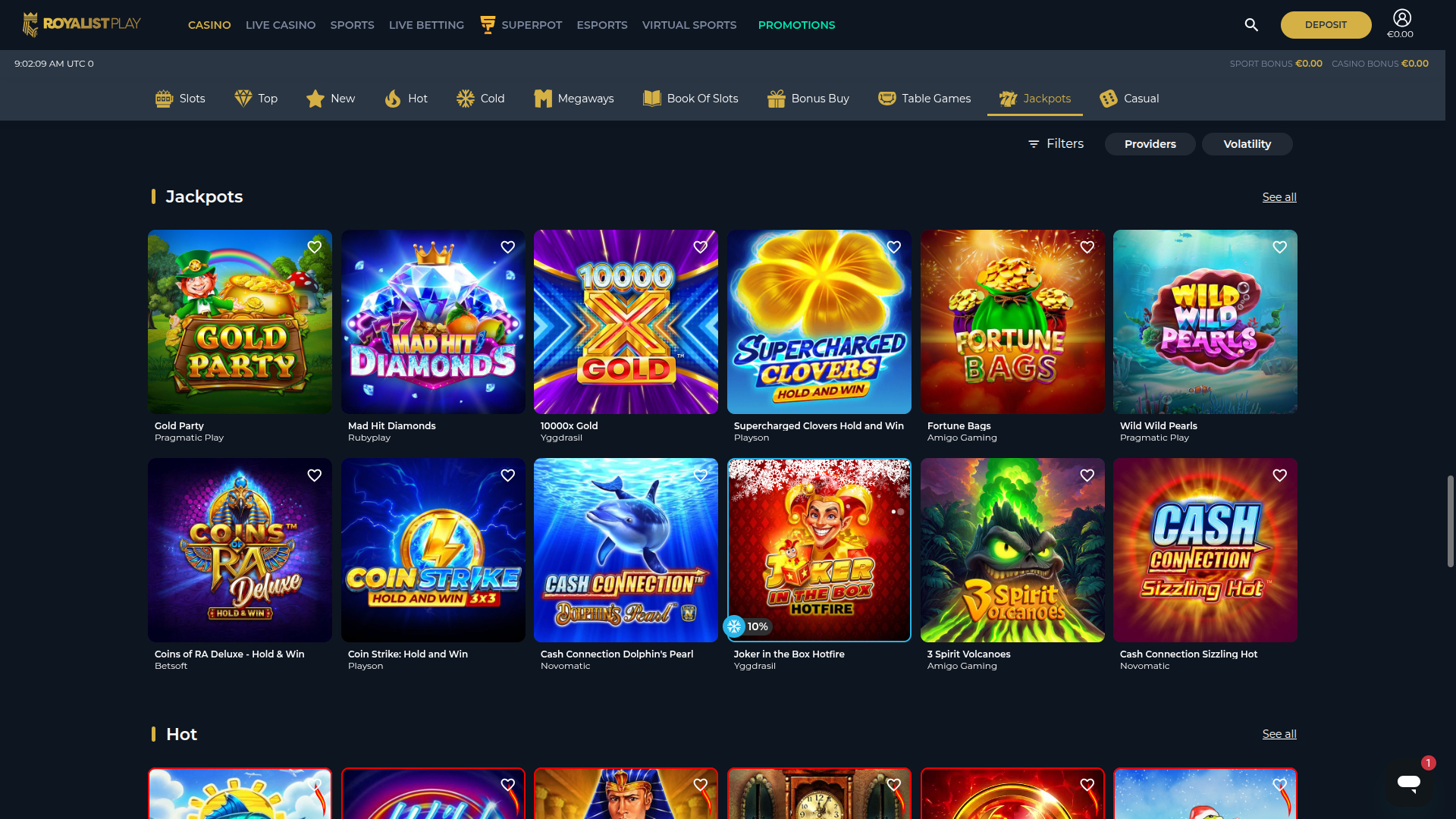 Royalist Play Casino Desktop jackpot