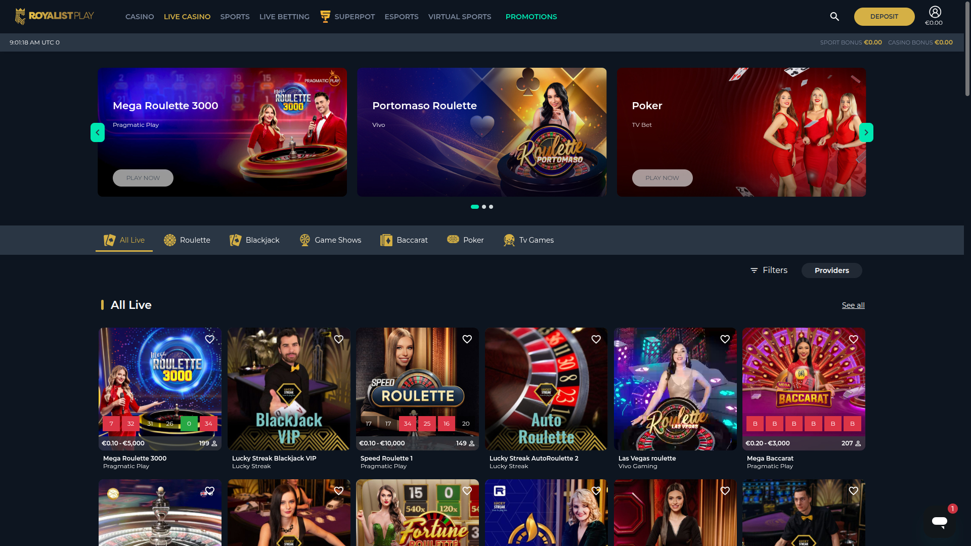 Royalist Play Casino Desktop Live Dealer
