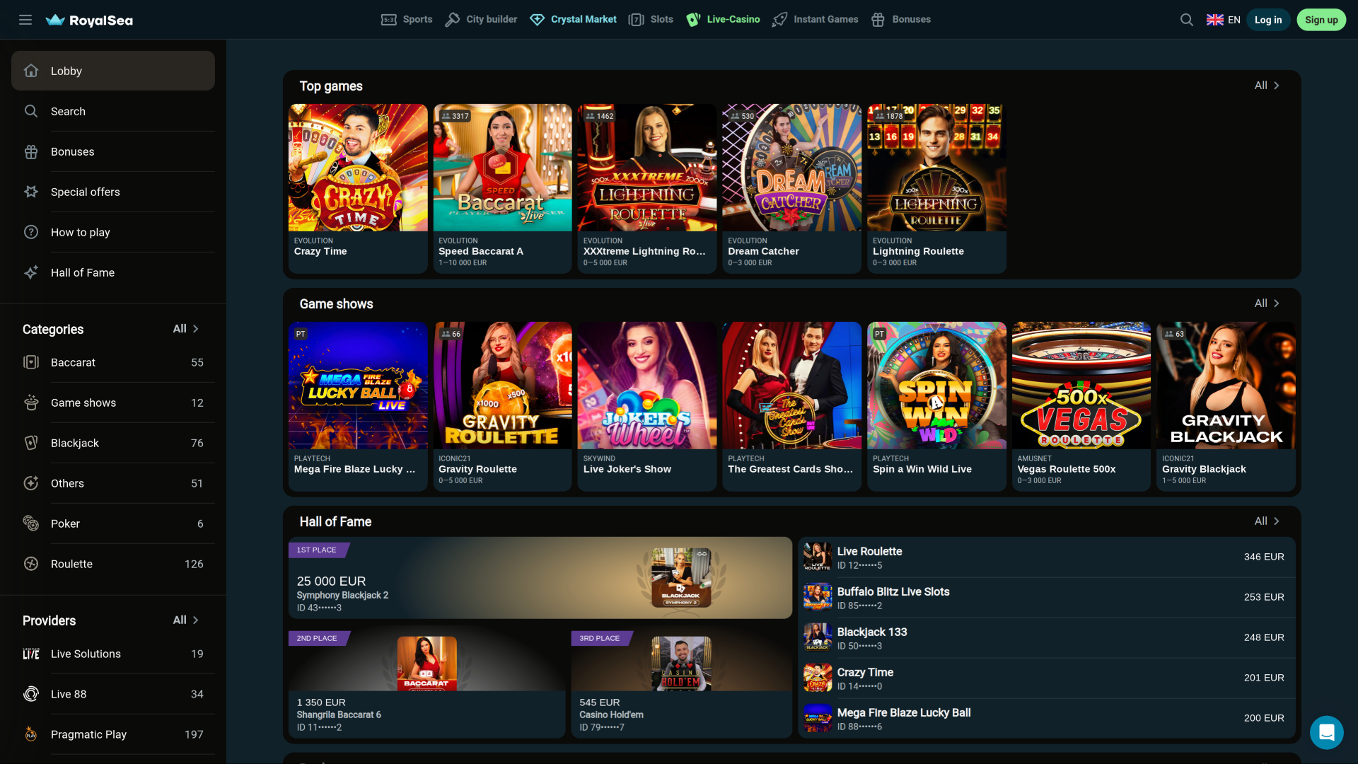 Croupier dal vivo del casinò RoyalSea