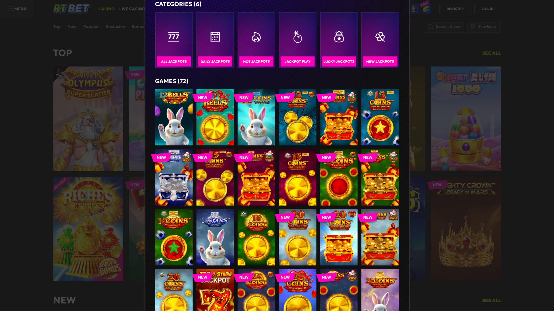 Jackpot de bureau du casino RTbet