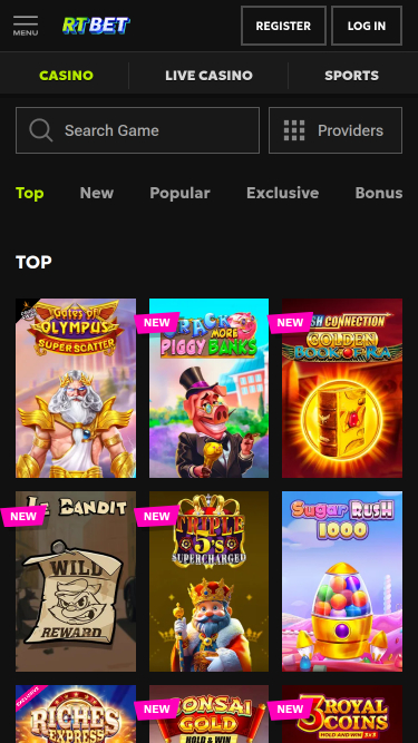 Jeux mobiles de casino RTbet
