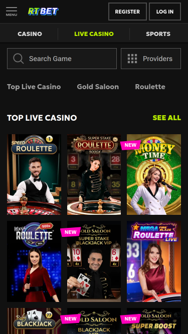 Casino mobile RTbet avec croupier en direct
