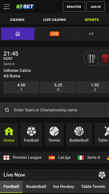 RTbet Casino Mobile Sportsbook
