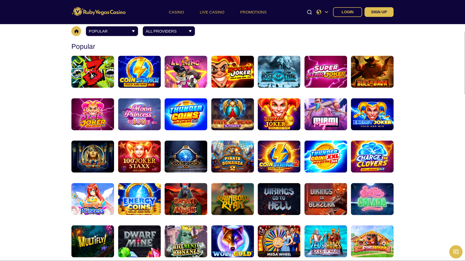 Giochi desktop del casinò Ruby Vegas