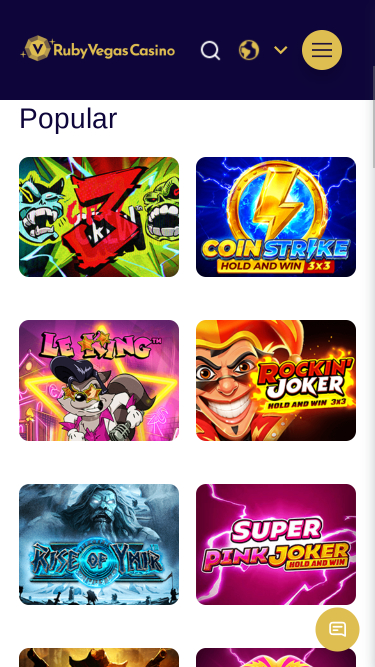 Giochi per dispositivi mobili del casinò Ruby Vegas