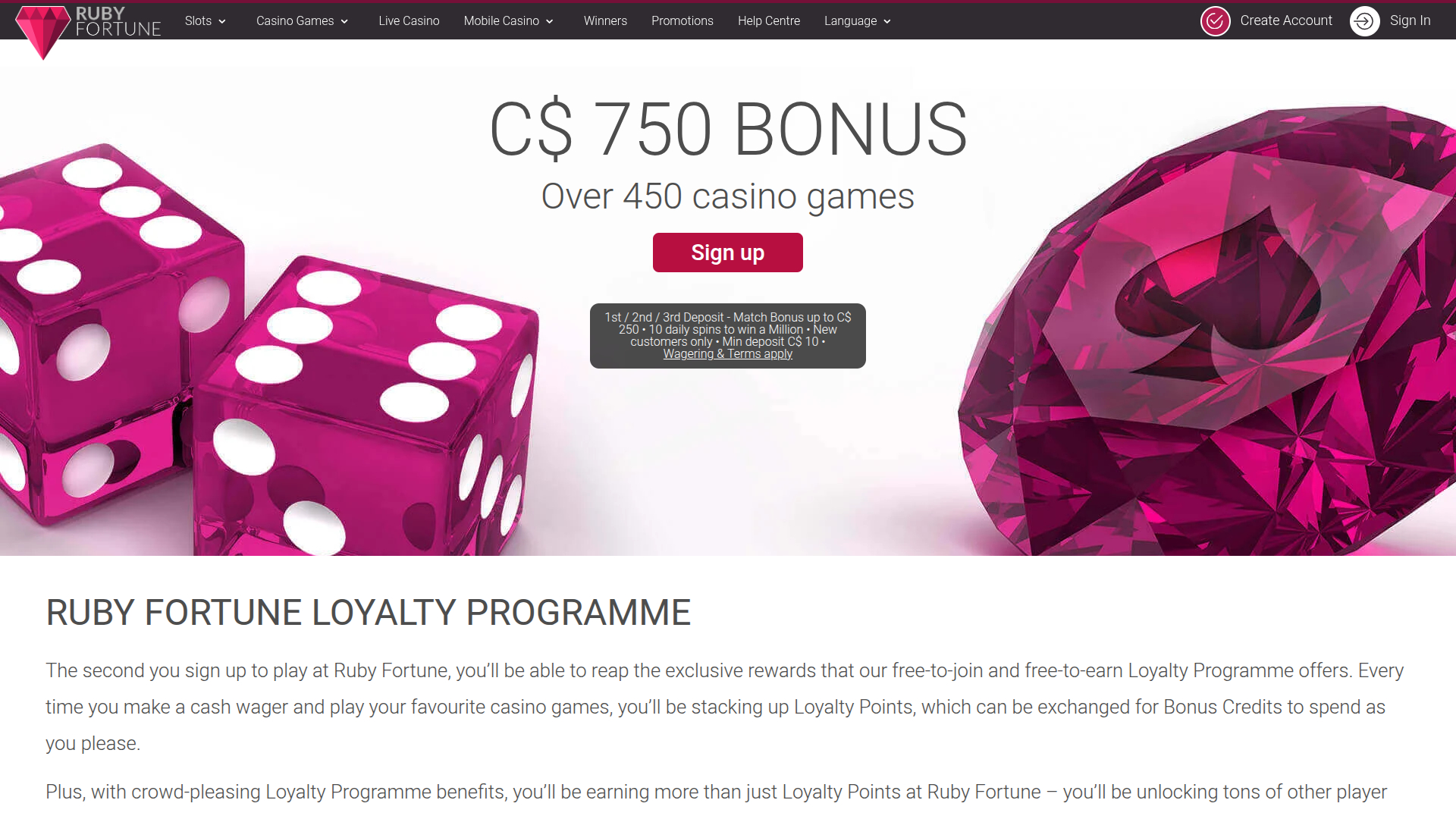 Programa VIP Ruby Fortune Desktop