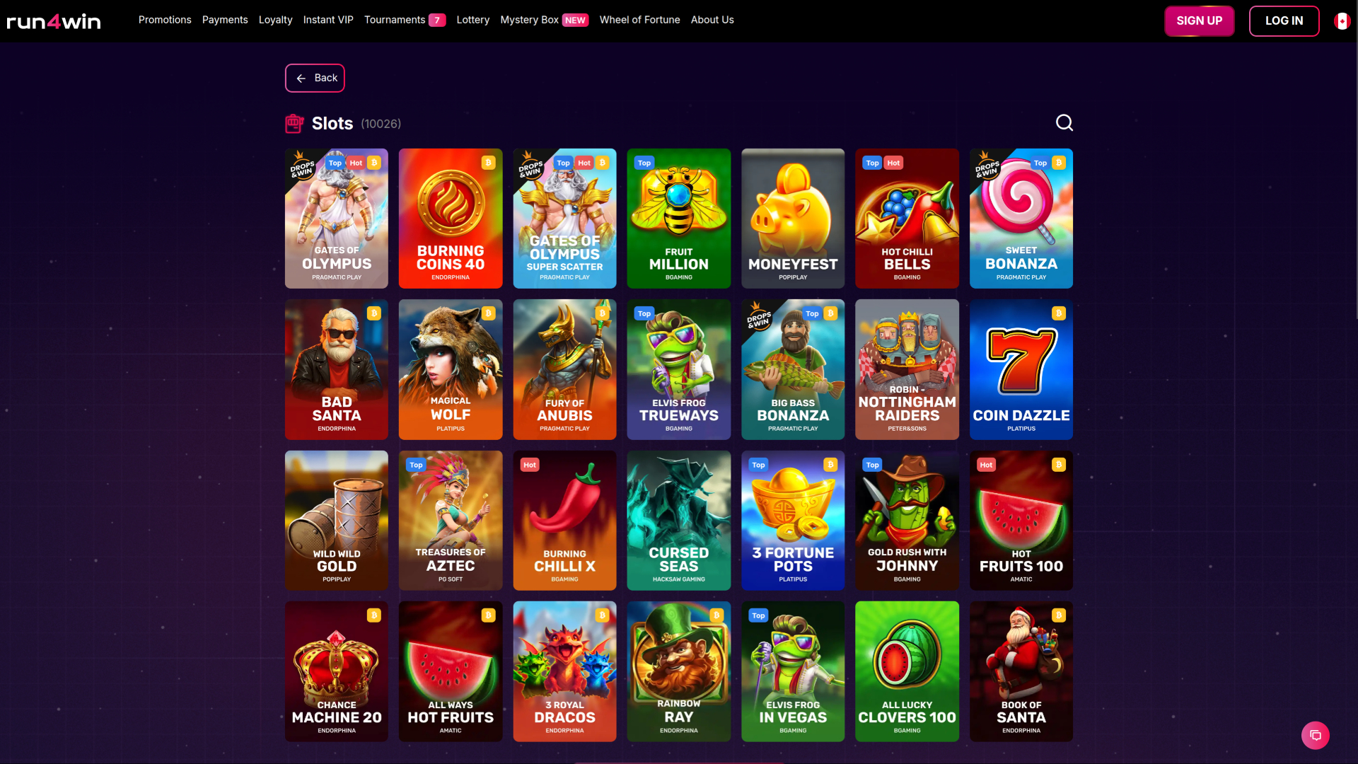 Giochi desktop del casinò Run4Win