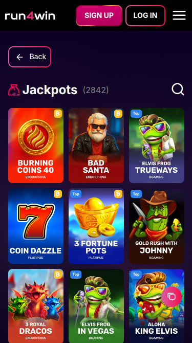 Jackpot mobile del casinò Run4Win