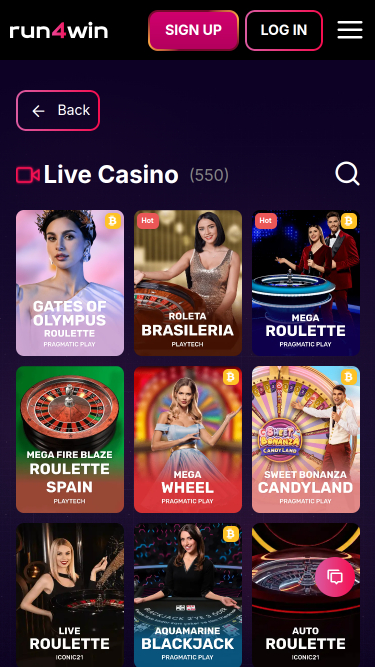 Run4Win Casino Mobile Croupier dal vivo