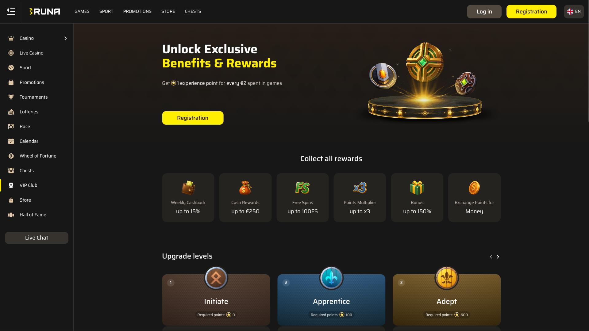 Runa Casino VIP-Seite