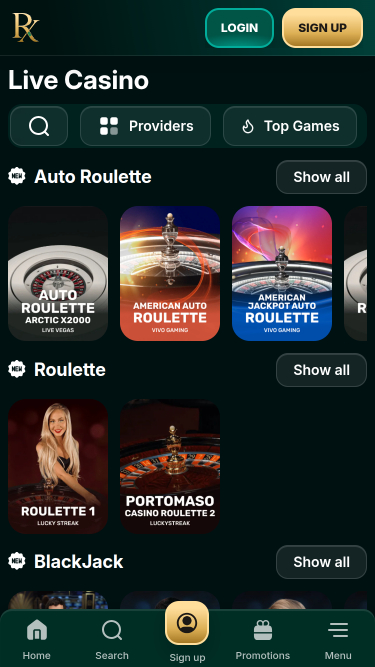RX Casino Mobile Live Dealer