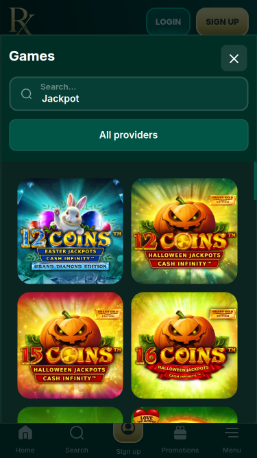 Jackpot móvil de RX Casino