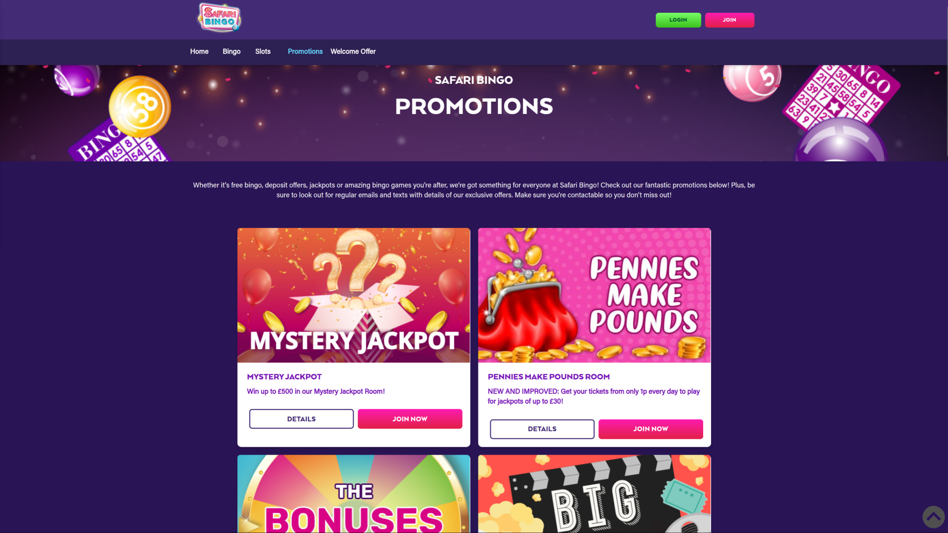 Promotions Safari Bingo Casino sur ordinateur