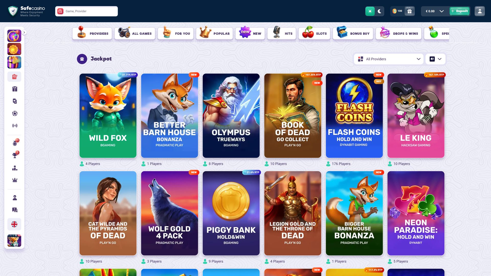 Jackpot SafeCasino Desktop