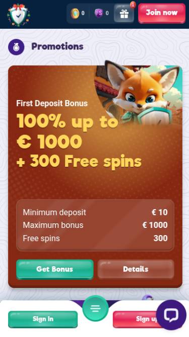 Capture d'écran de la page mobile des promotions de SafeCasino