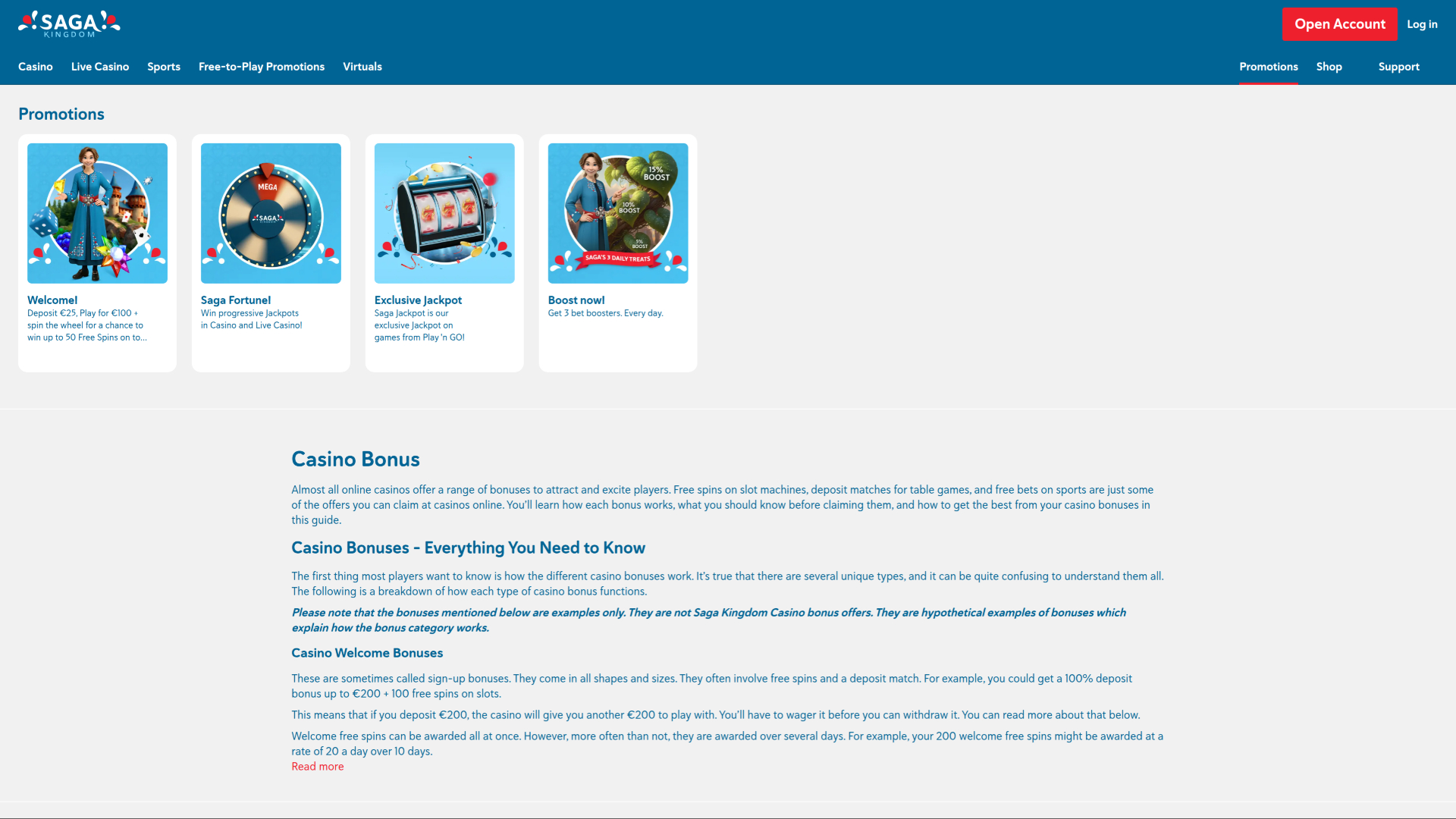 Promotions pour ordinateur de bureau du casino Saga Kingdom