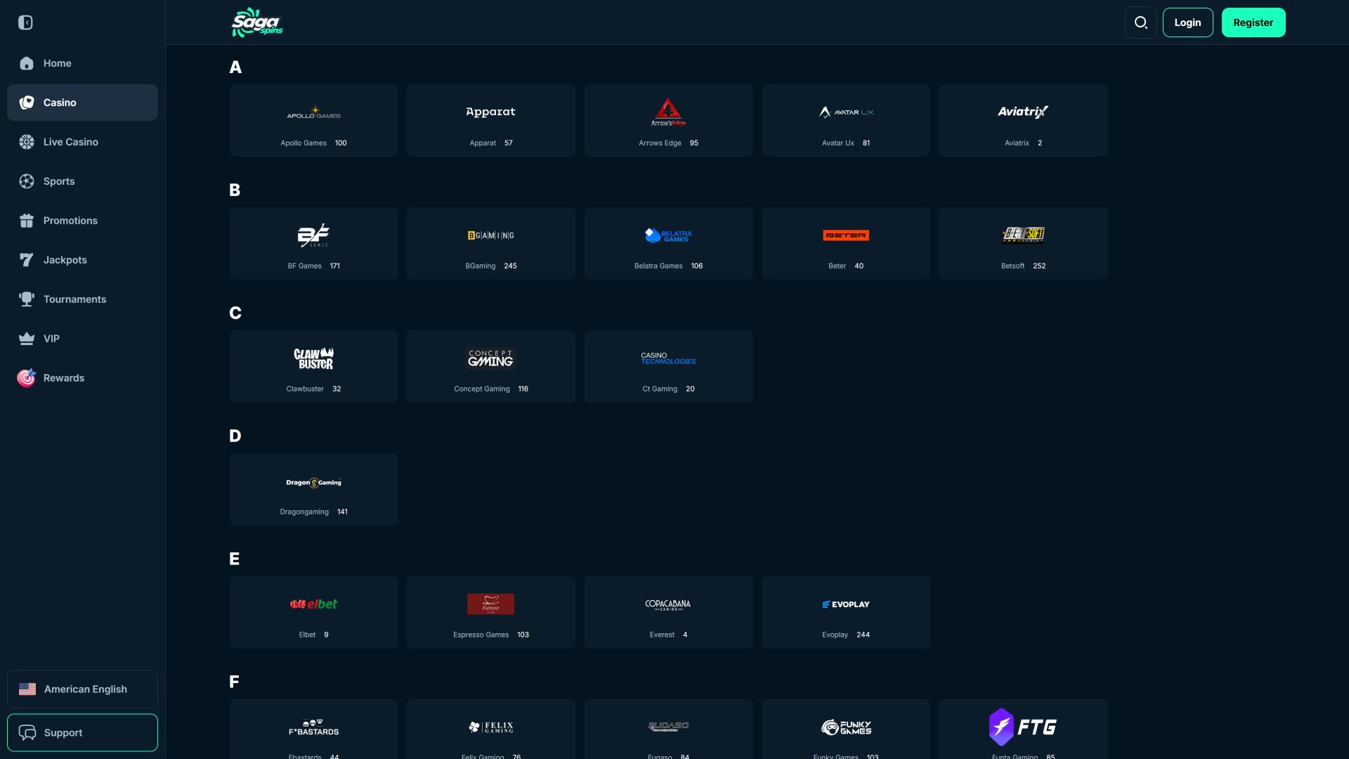 Desarrolladores de juegos de SagaSpins Casino