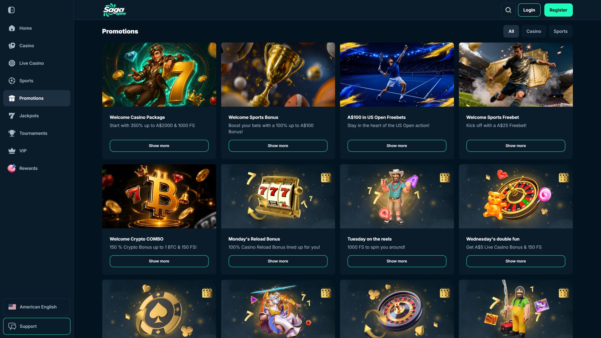 Promociones del casino SagaSpins