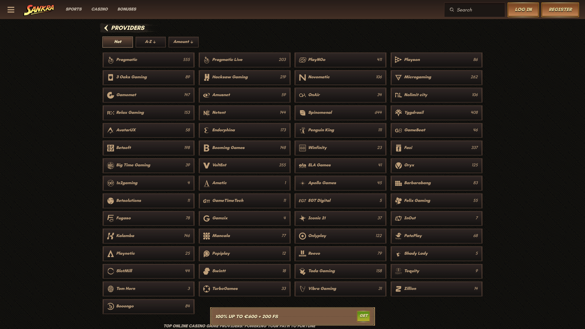 Développeurs de jeux de casino Sankra