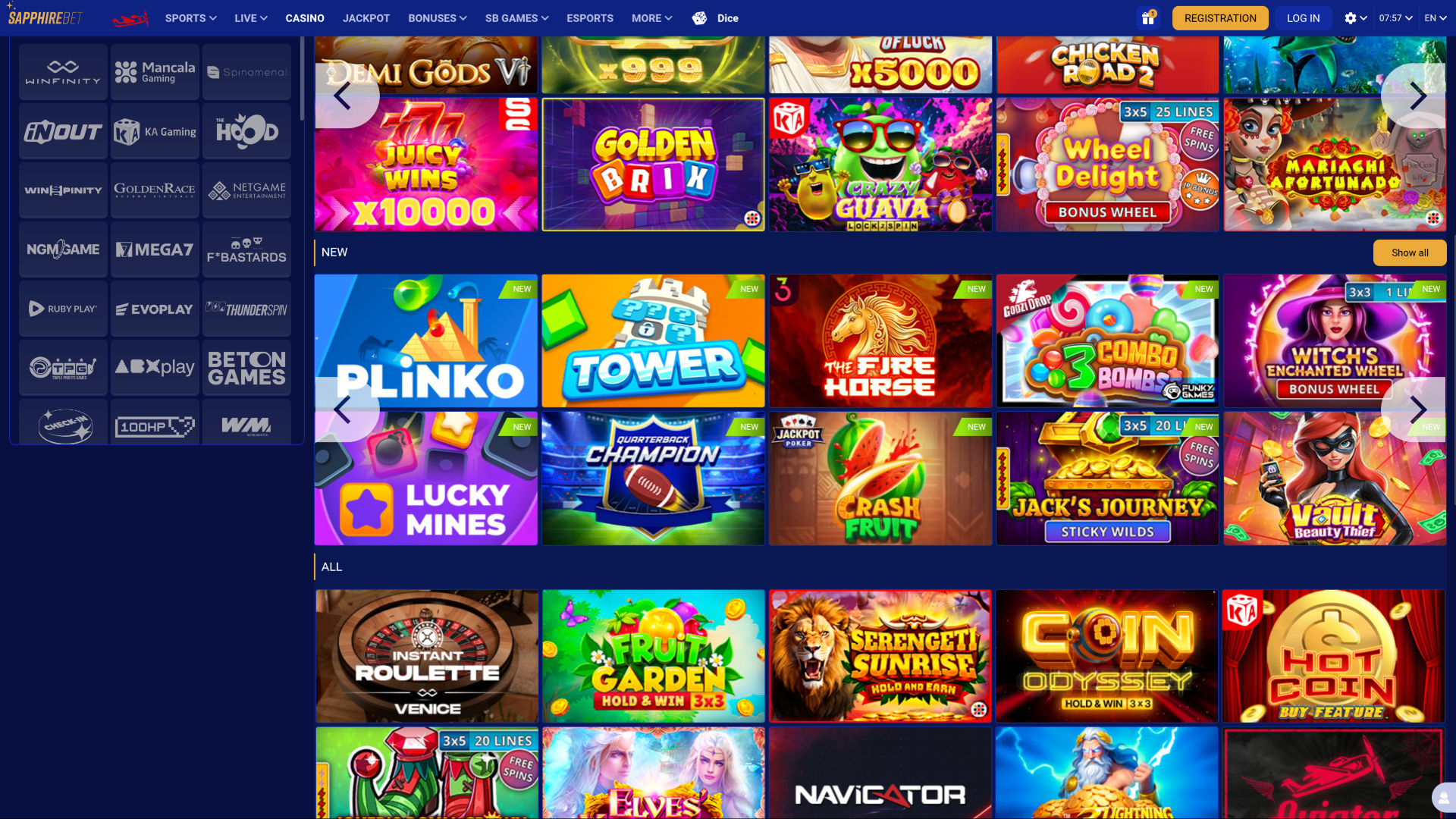 SapphireBet Casino Desktop Game Developers