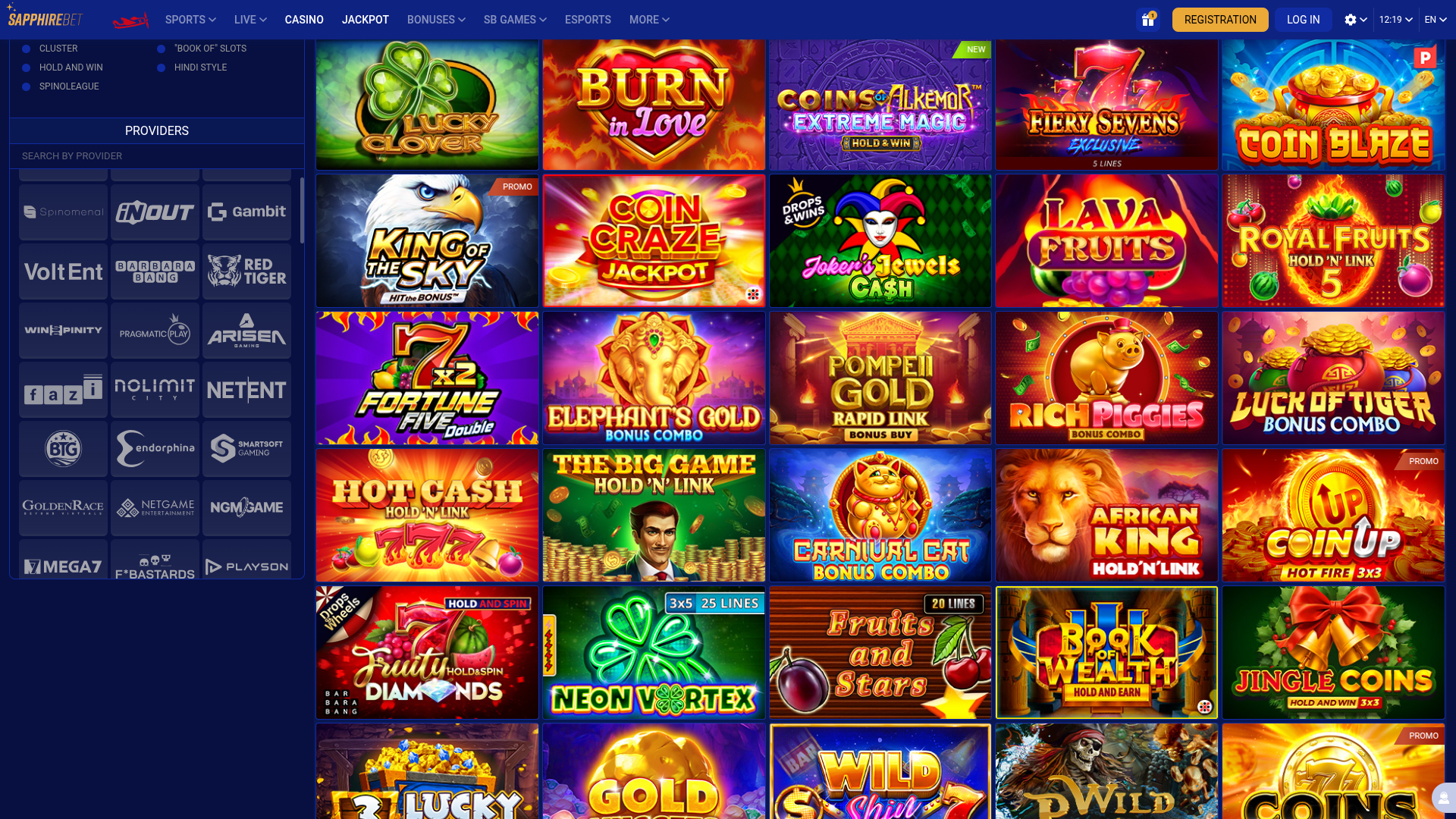 SapphireBet Casino Desktop Jackpot