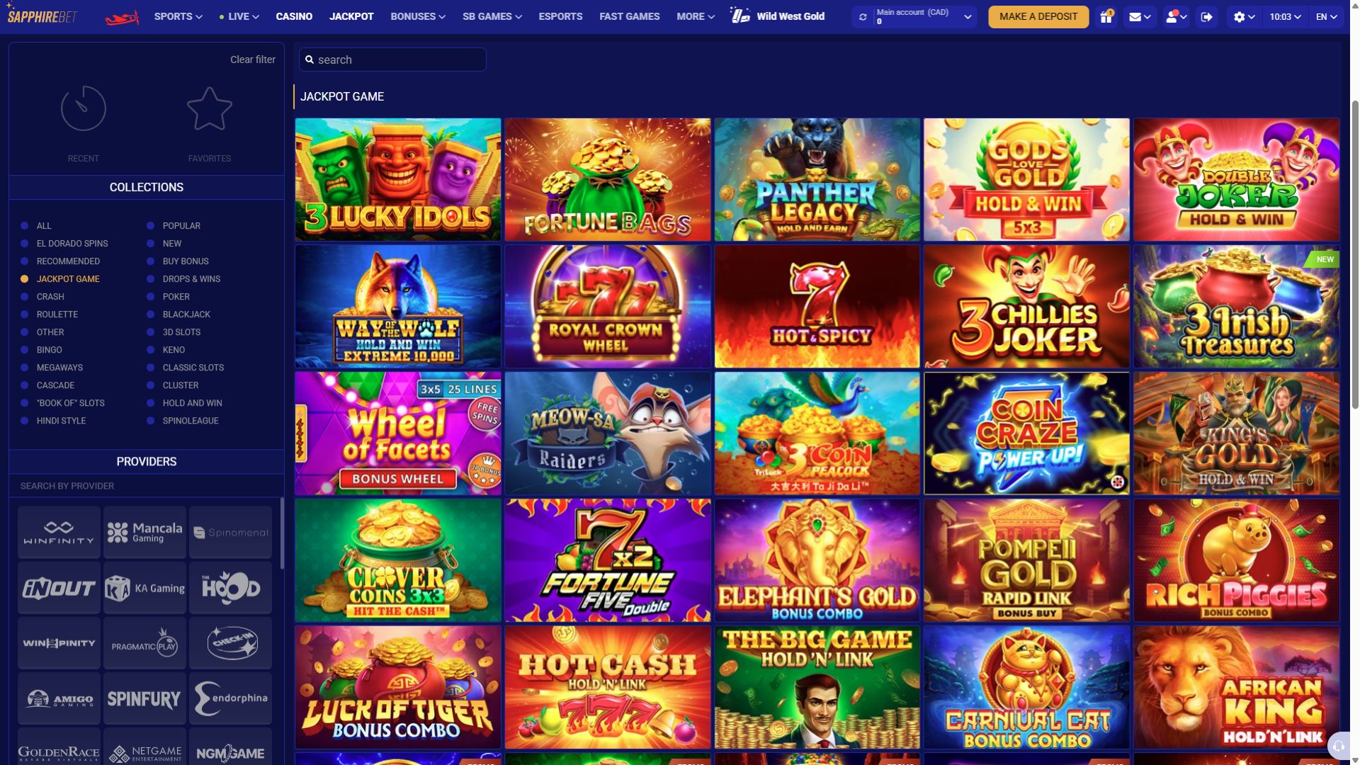 Bote de escritorio de SapphireBet Casino