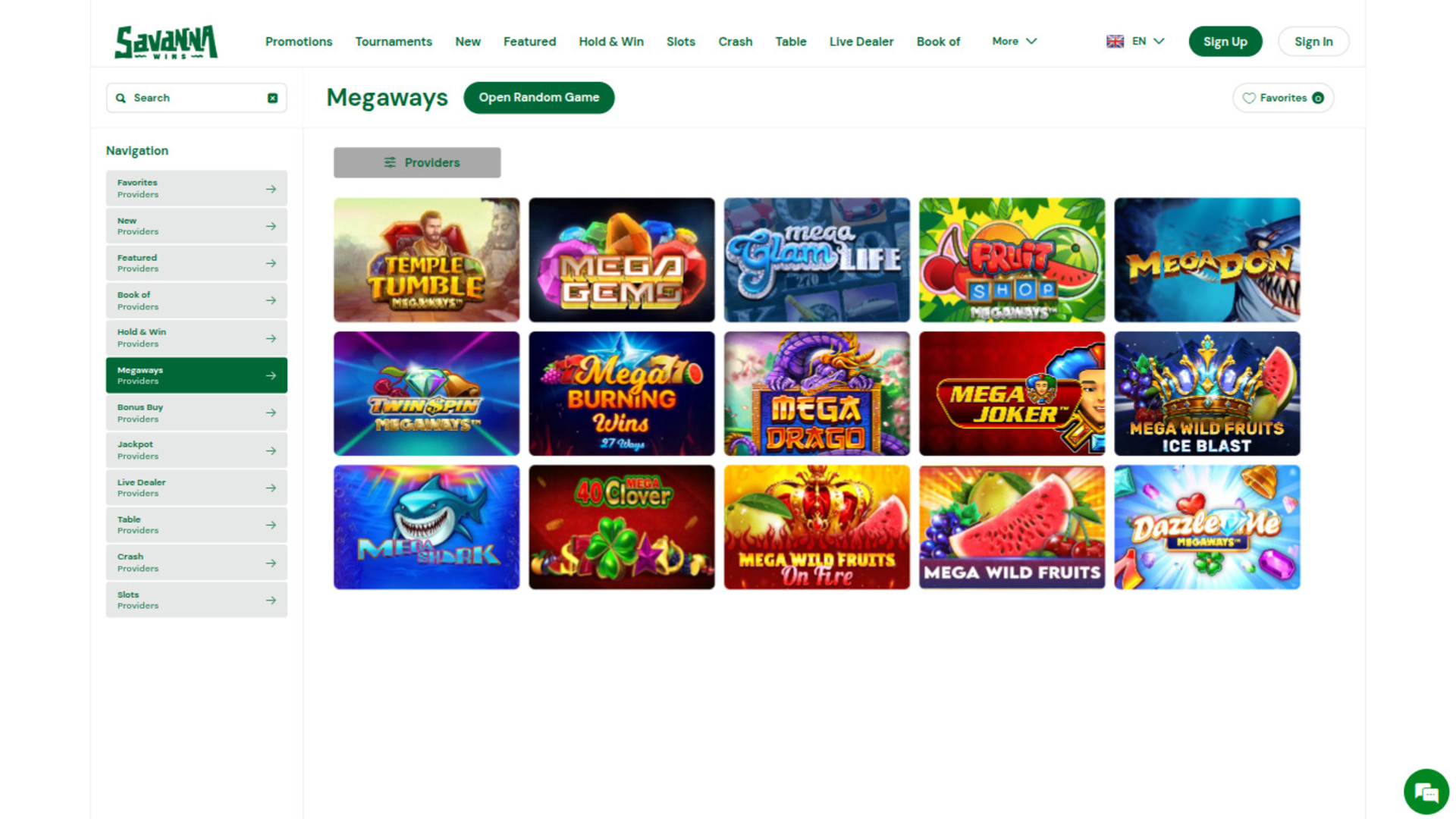 Megaways de bureau de Savanna Wins Casino