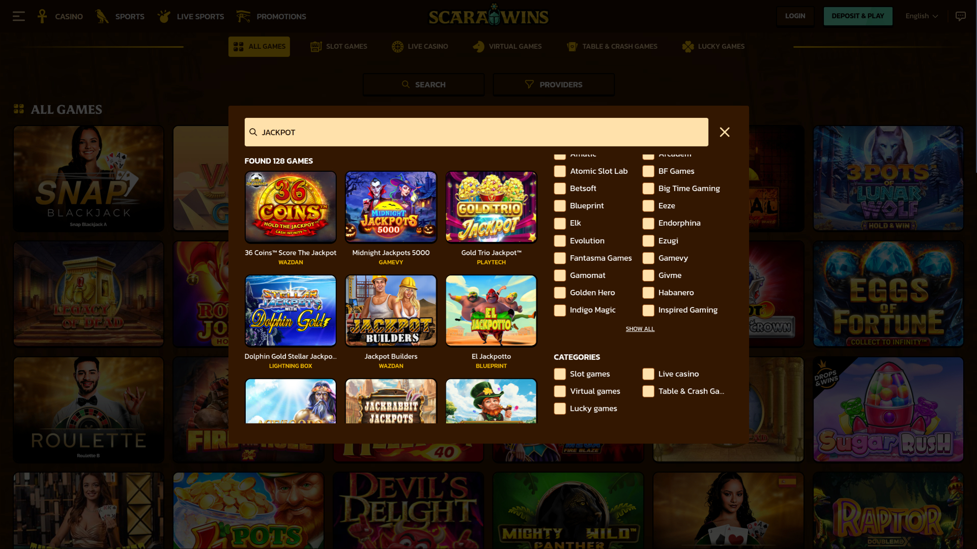 Scarawins Casino Desktop Jackpot