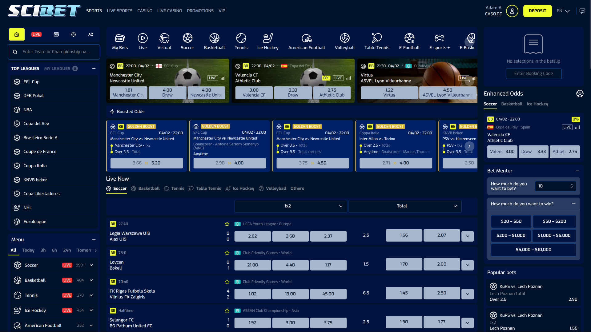 Scibet Casino Desktop Sport Betting