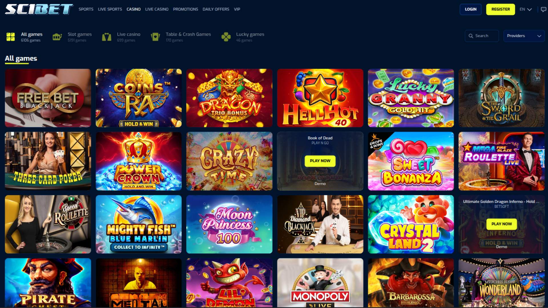 Scibet Casino Games Desktop