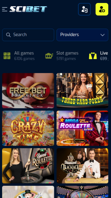 Scibet Casino Live Dealer Mobile