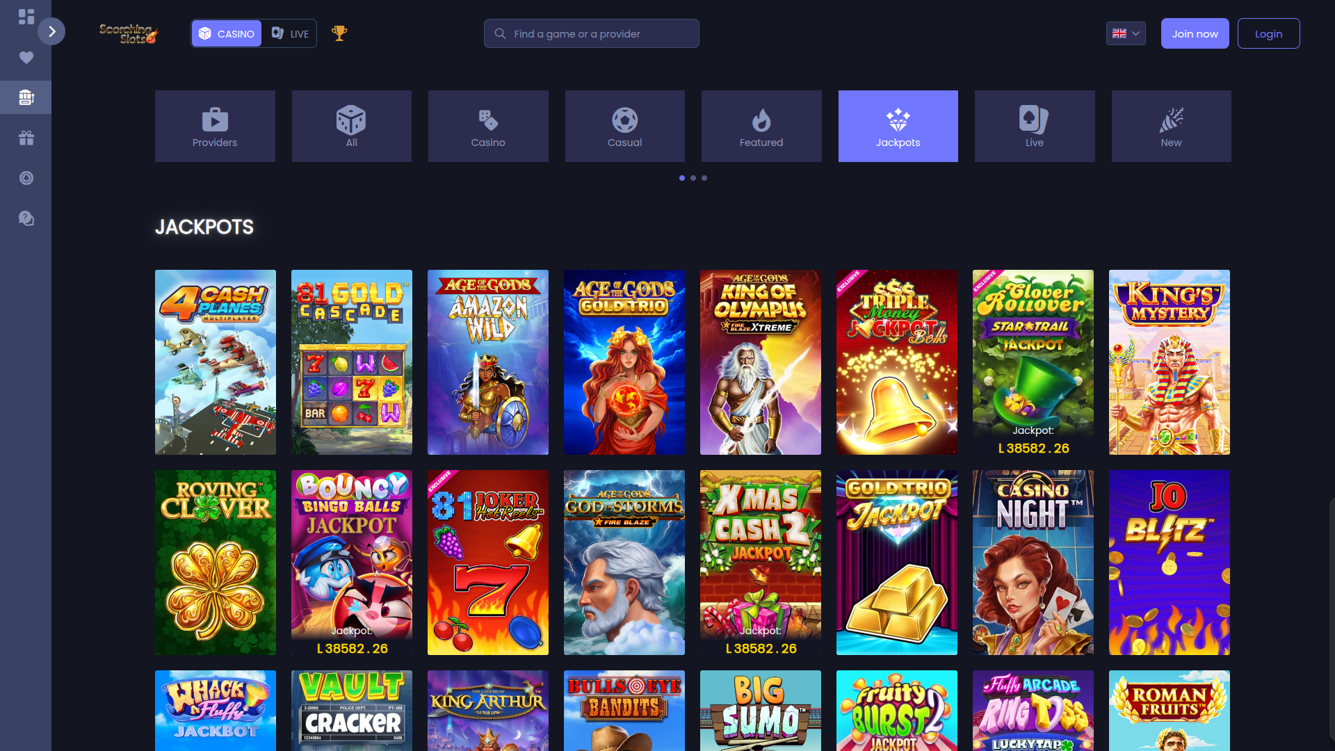 Jackpot desktop del casinò Scorching Slots