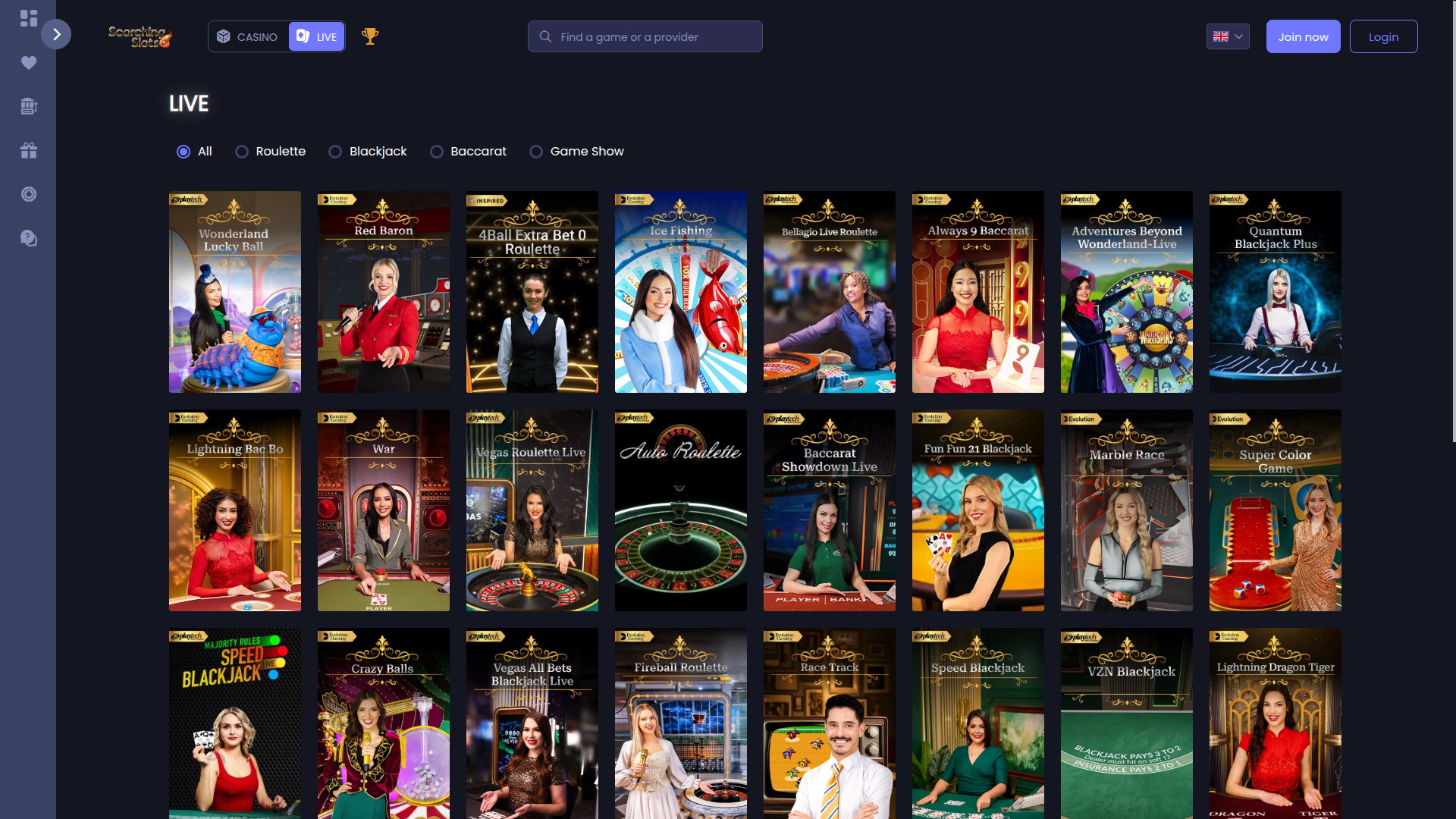 Scorching Slots Casino Desktop Live Dealer
