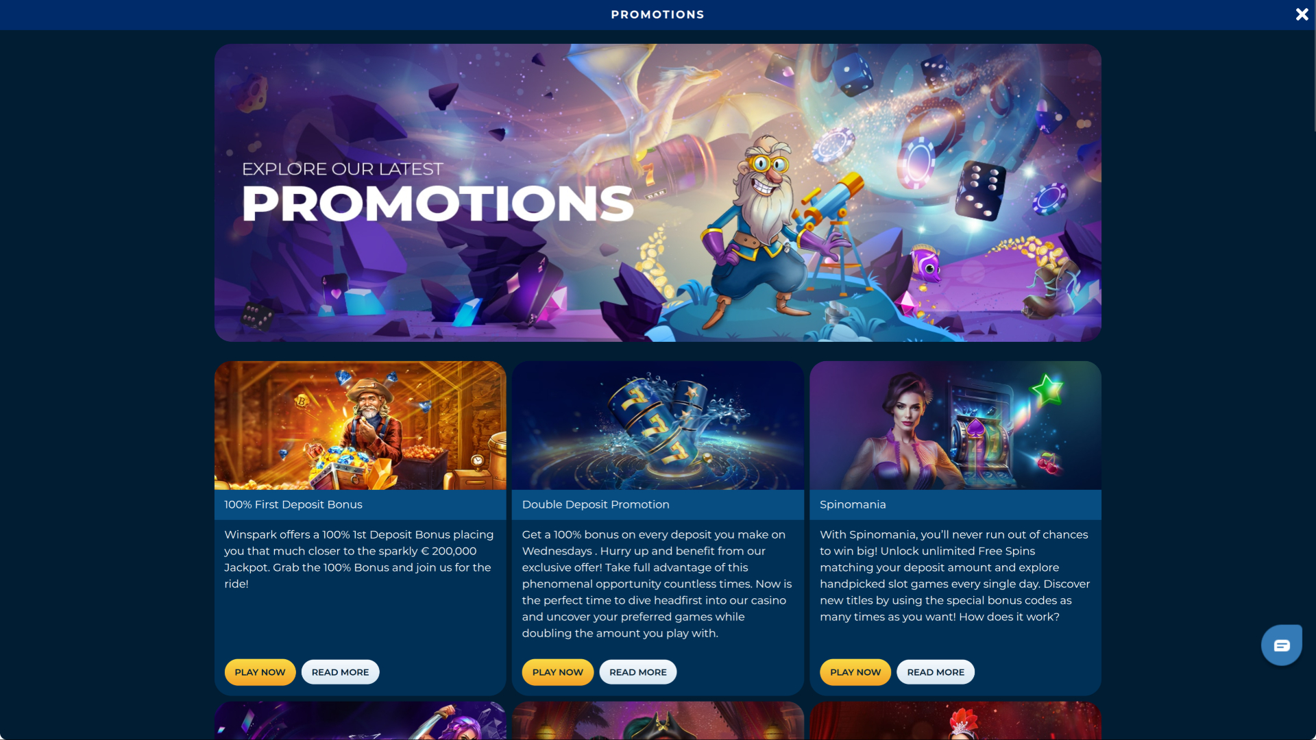 Promotions pour ordinateur de bureau du casino ScratchMania