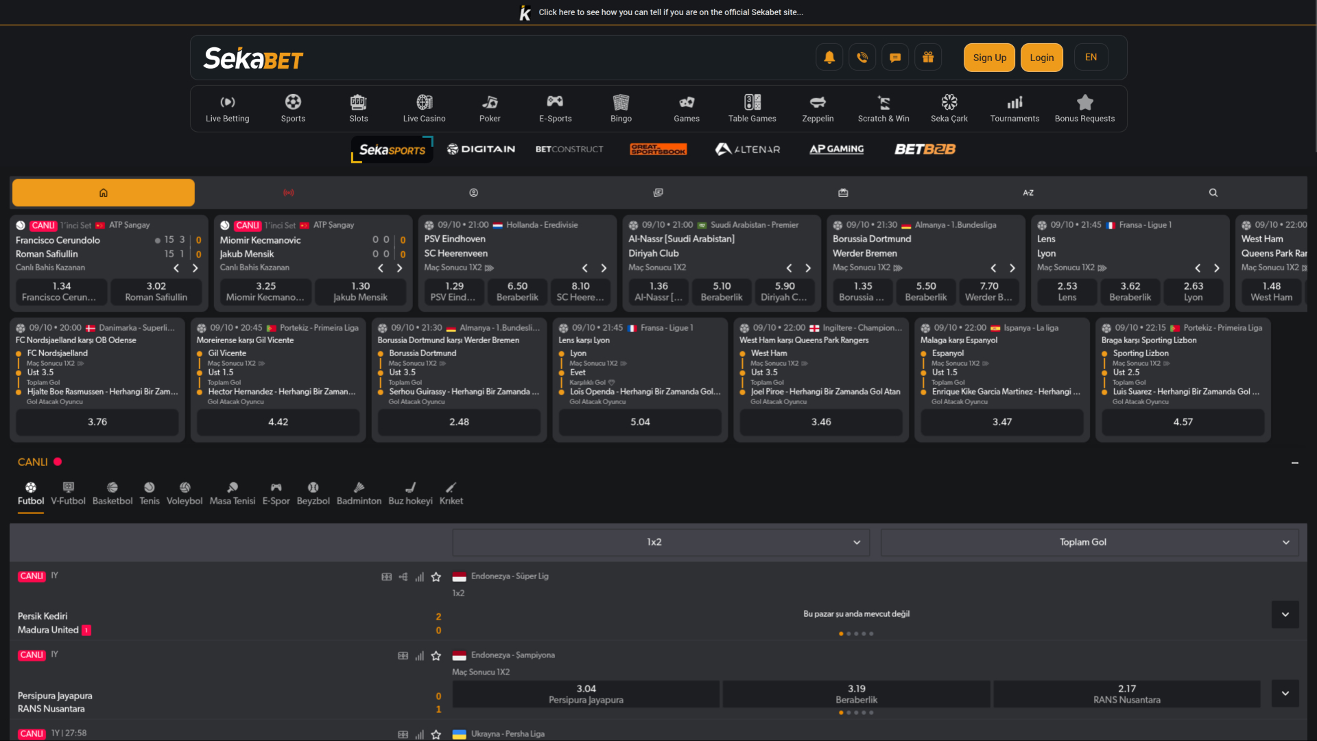 Sekabet Casino Desktop Sport