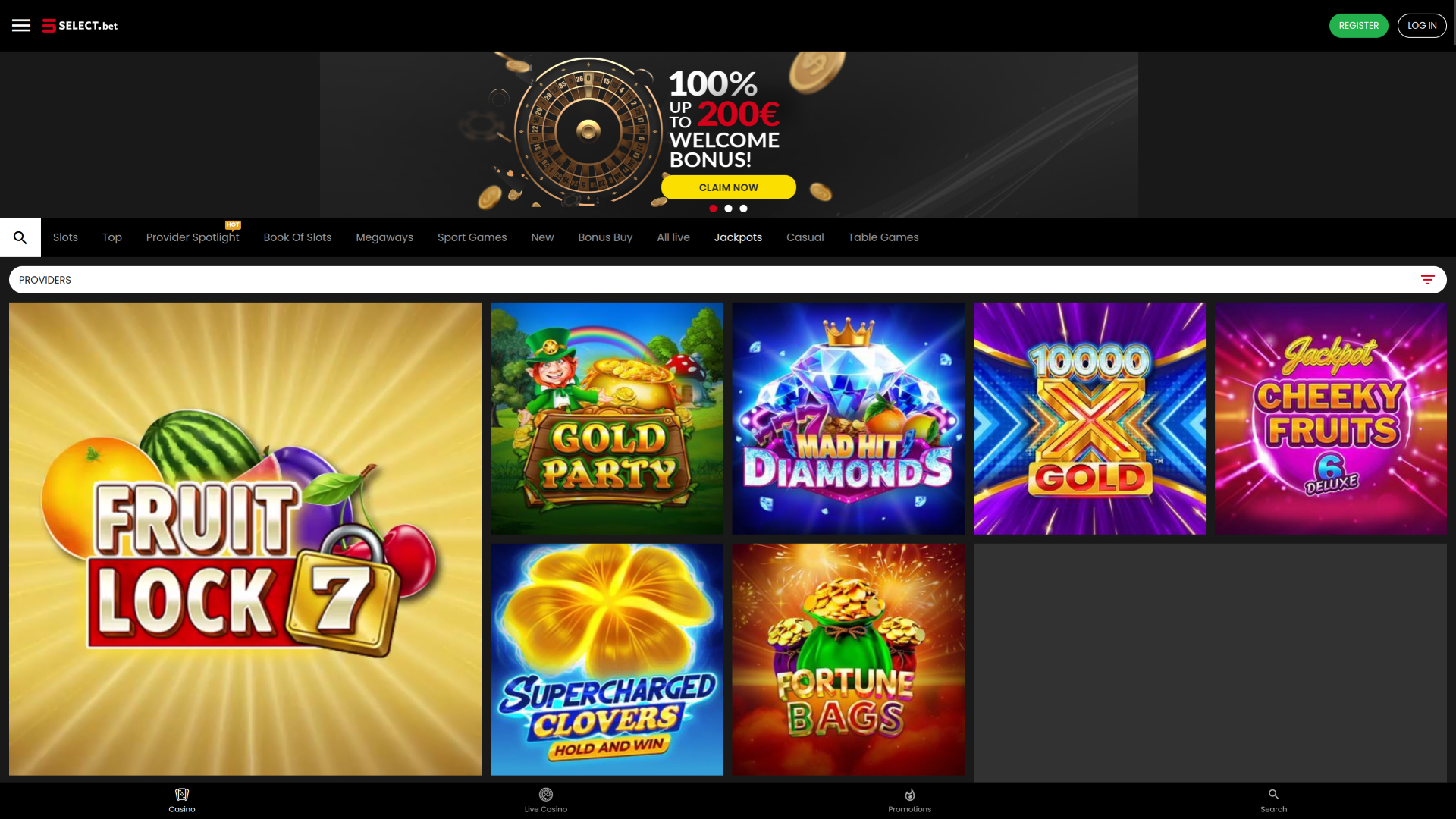 Jackpot de bureau du casino SELECT.bet