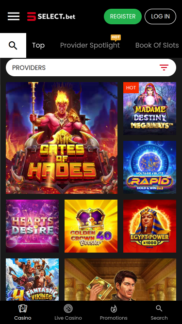 Jeux mobiles de casino SELECT.bet