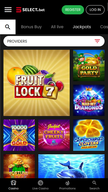 Jackpot mobile du casino SELECT.bet