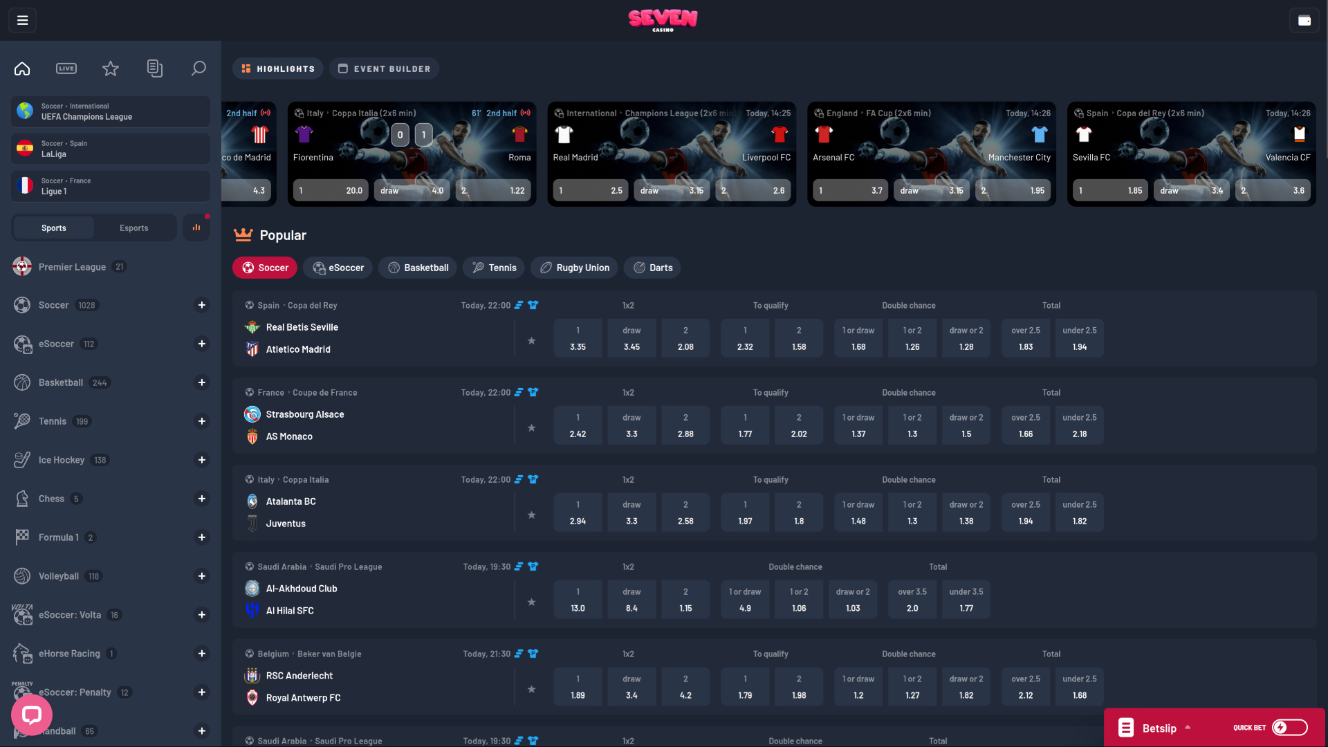 Seven Casino Desktop Sports Betting