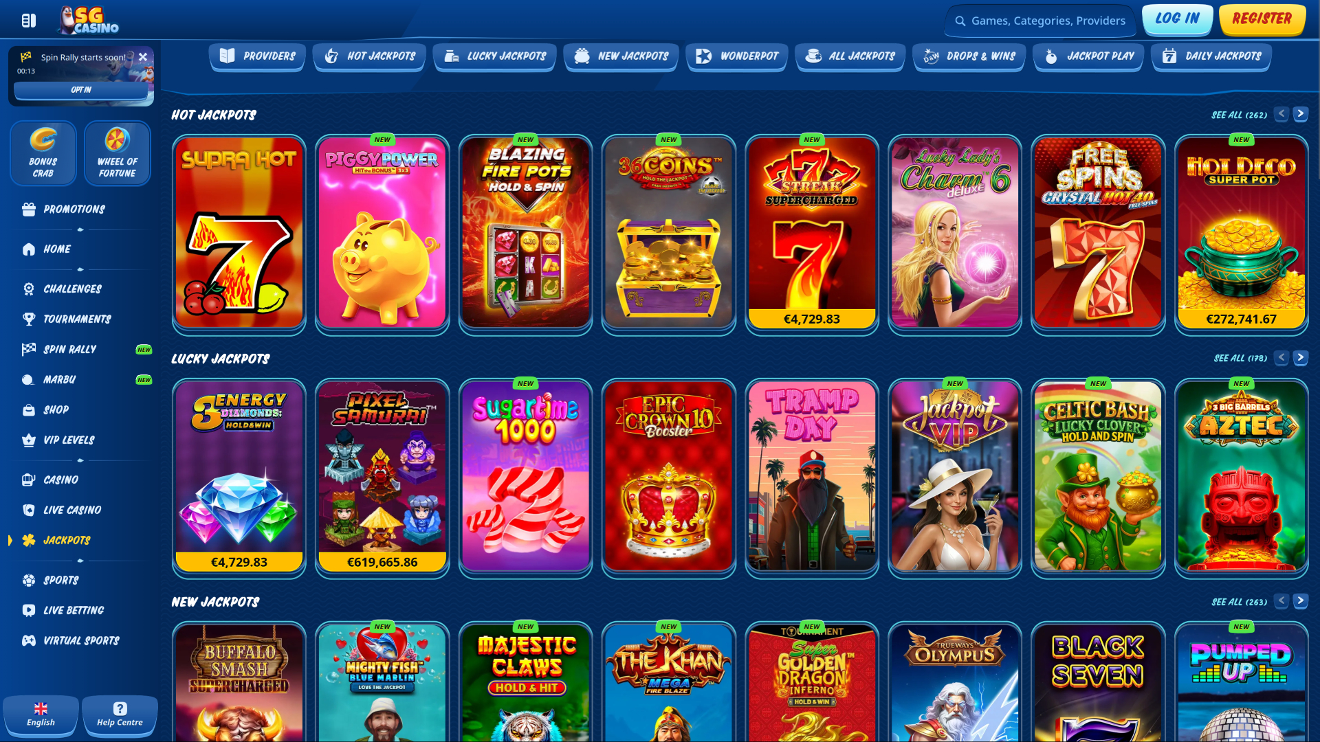 Jackpot de bureau du casino SG