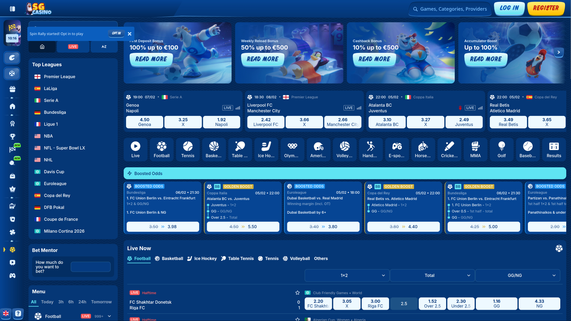 Paris sportifs sur ordinateur au casino SG