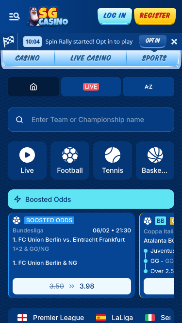 Paris sportifs mobiles au casino SG