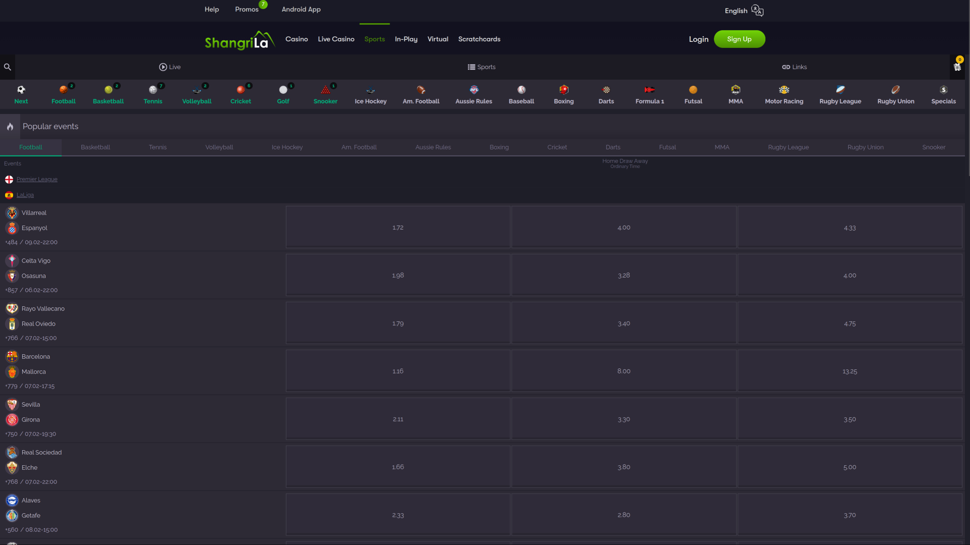 Shangri La Casino en direct Paris sportifs sur ordinateur